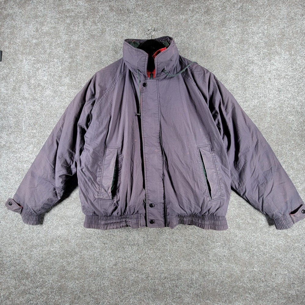 VTG Bullock & Jones Ski Jacket Mens L Gray Aviator Flight Cloth Lined Hooded‎